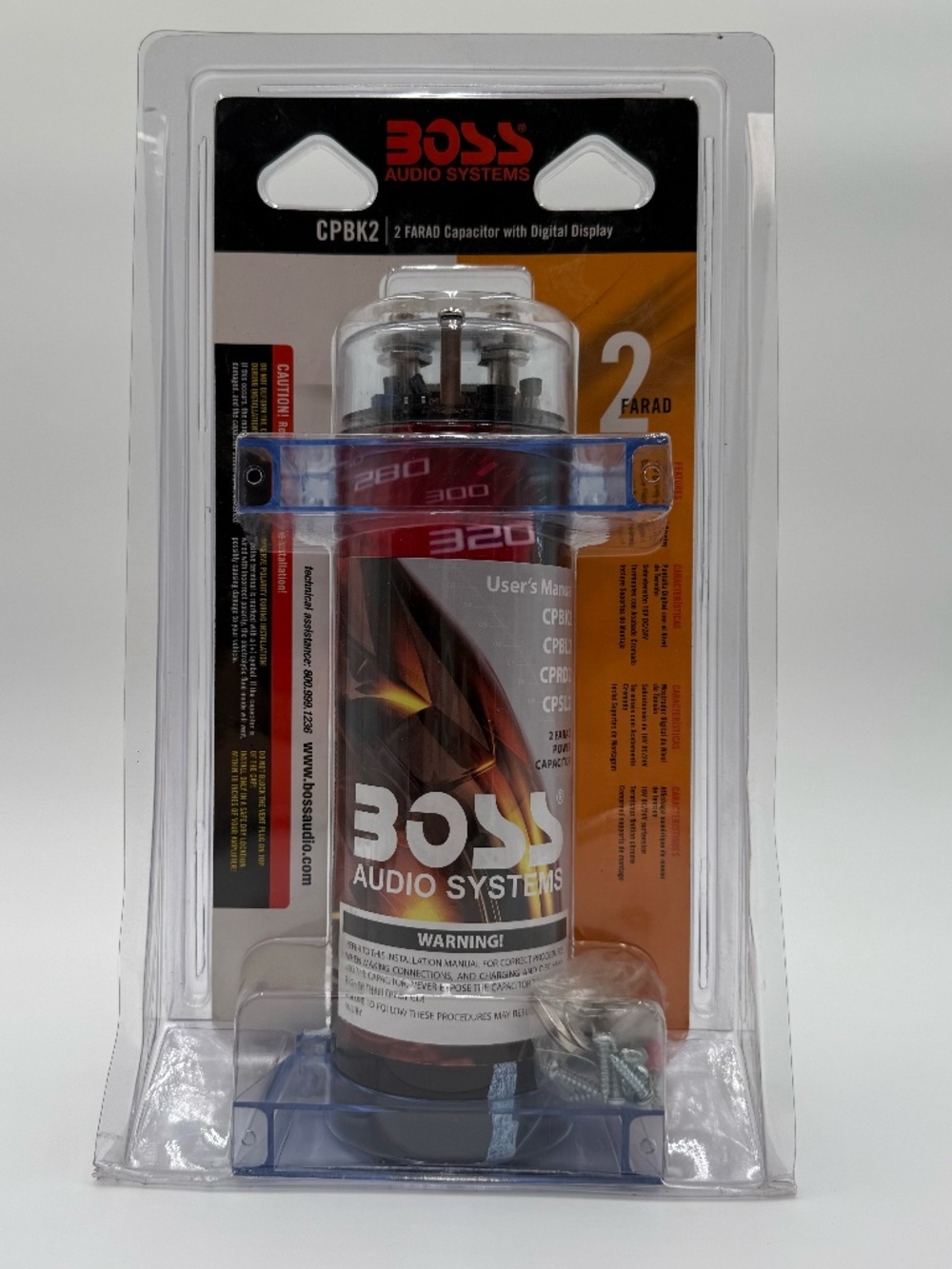 BOSS Audio CPBK 2.0 Farad Car Power Capacitor Digital Display 16V/24V Surge
